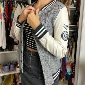 Leather “letterman” jacket